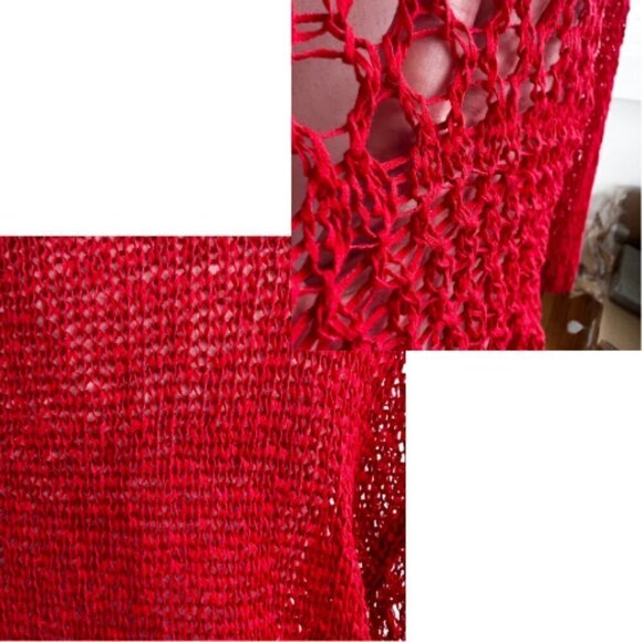 CHRISTIAN SIRIANO RUNWAY Open Knit High Low Red Sweater Size XL - Picture 14 of 15